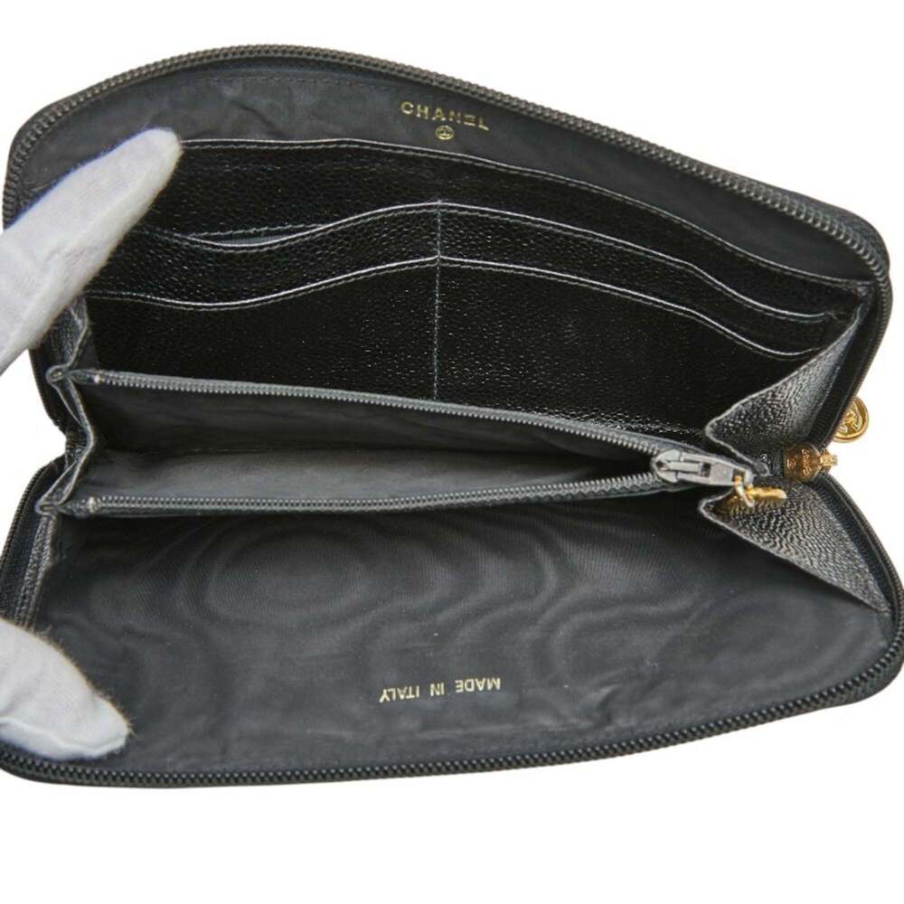 CHANEL Black Caviar Leather Logo Wallet - Picture 6 of 9